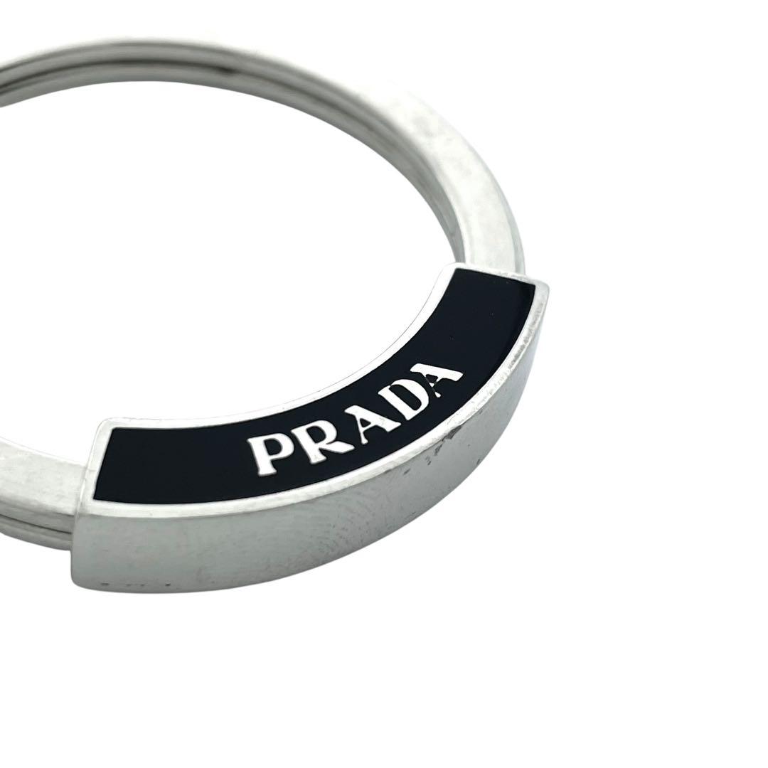 良品　PRADA プラダ　m5 キーリング　リング　キーホルダー　シルバー　ロゴ