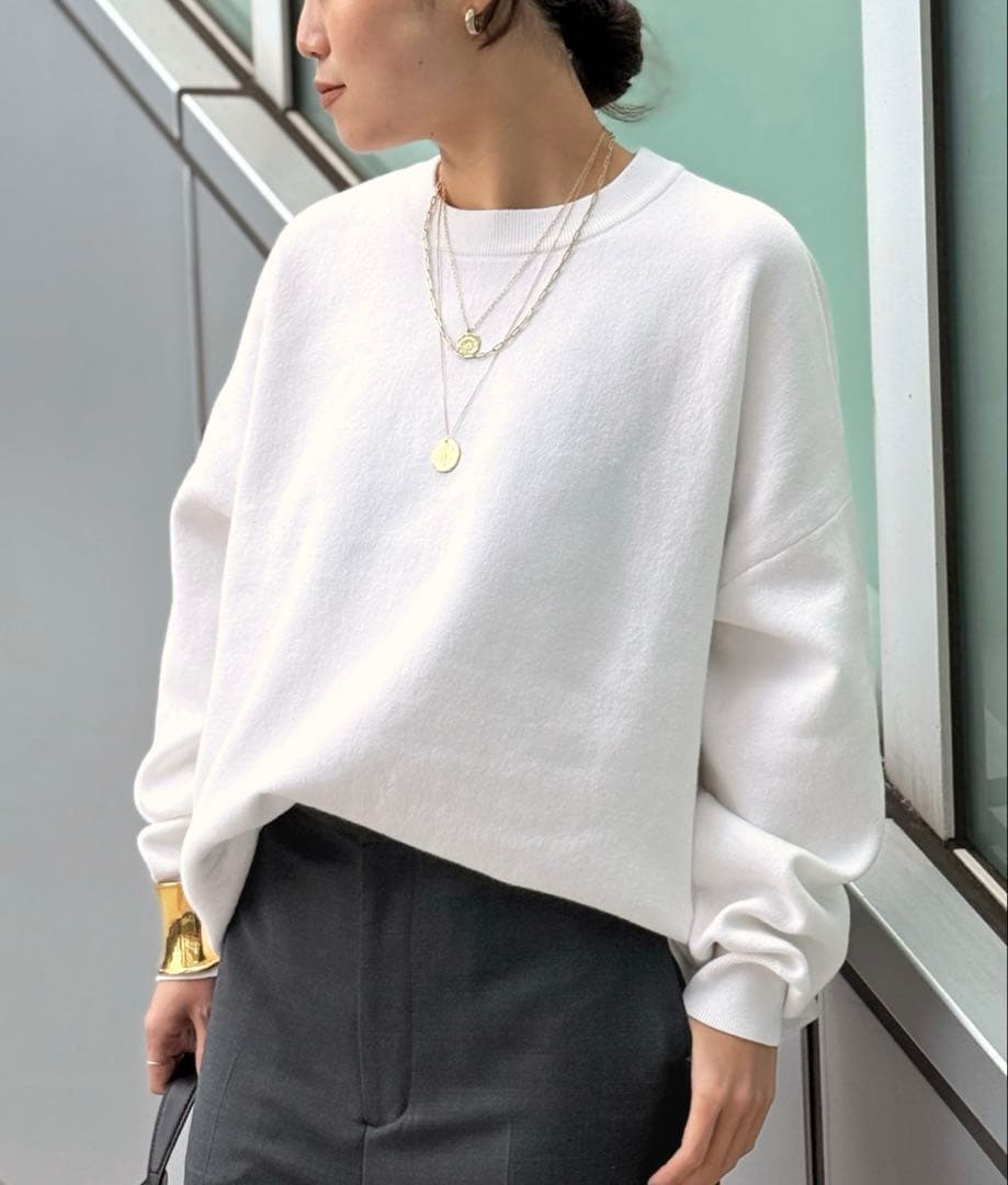 ☆美品☆【AP STUDIO】コットンカシミヤリラックス プルオーバー　ホワイト