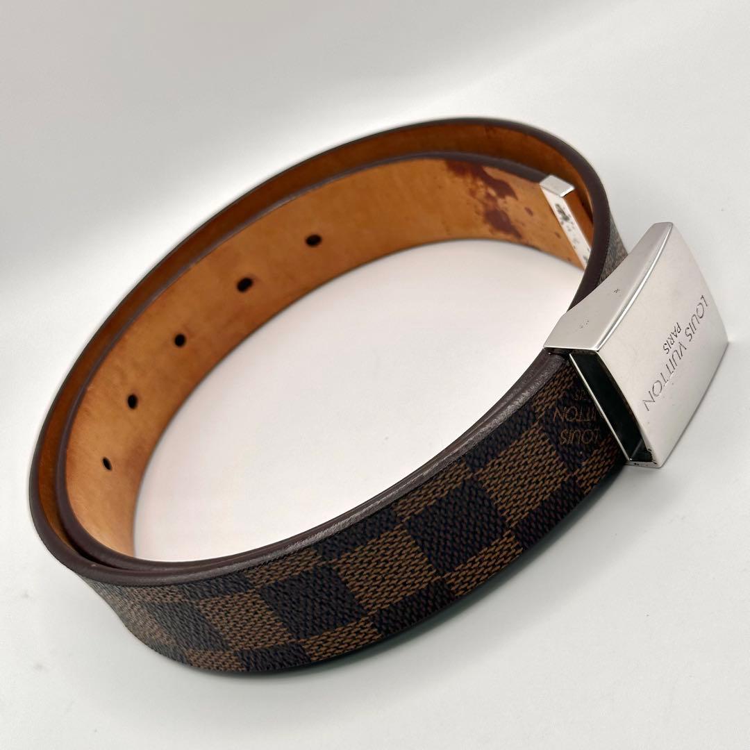 【良品】LOUIS VUITTON サンチュール キャレ ダミエ エベヌ ベルト