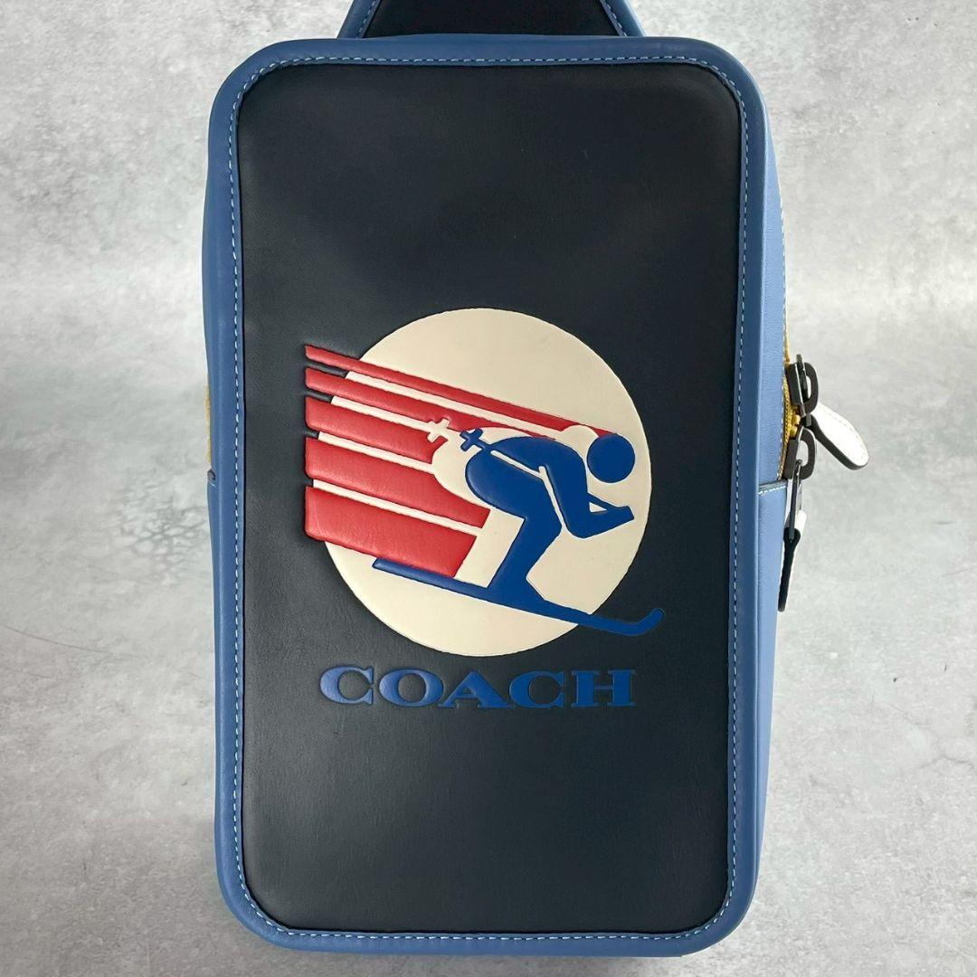 未使用 コーチ サリバン ボディバッグ ショルダーバッグ レザー スキー 青