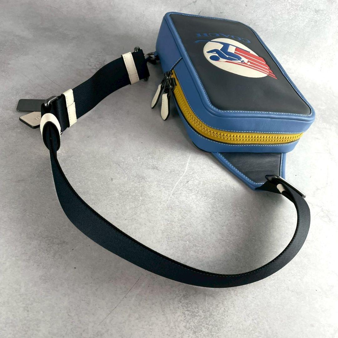 未使用 コーチ サリバン ボディバッグ ショルダーバッグ レザー スキー 青