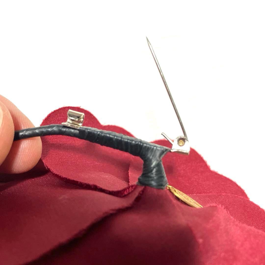 【ヴィンテージ】シャネル カメリア コサージュ ベロア ワインレッド