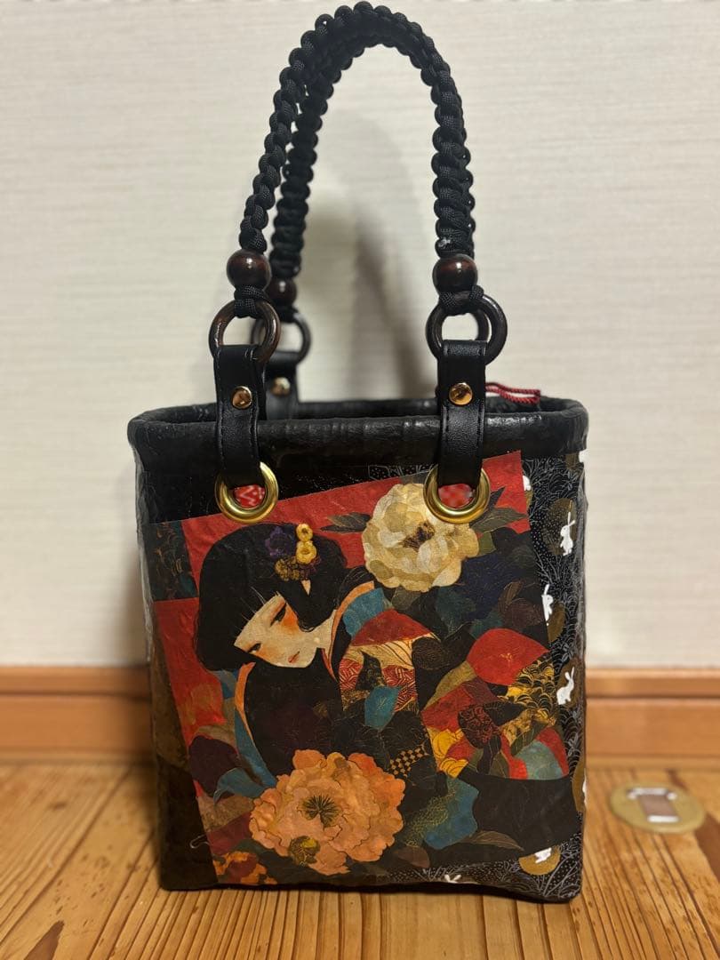 縦長大正ロマン一閑張りバック