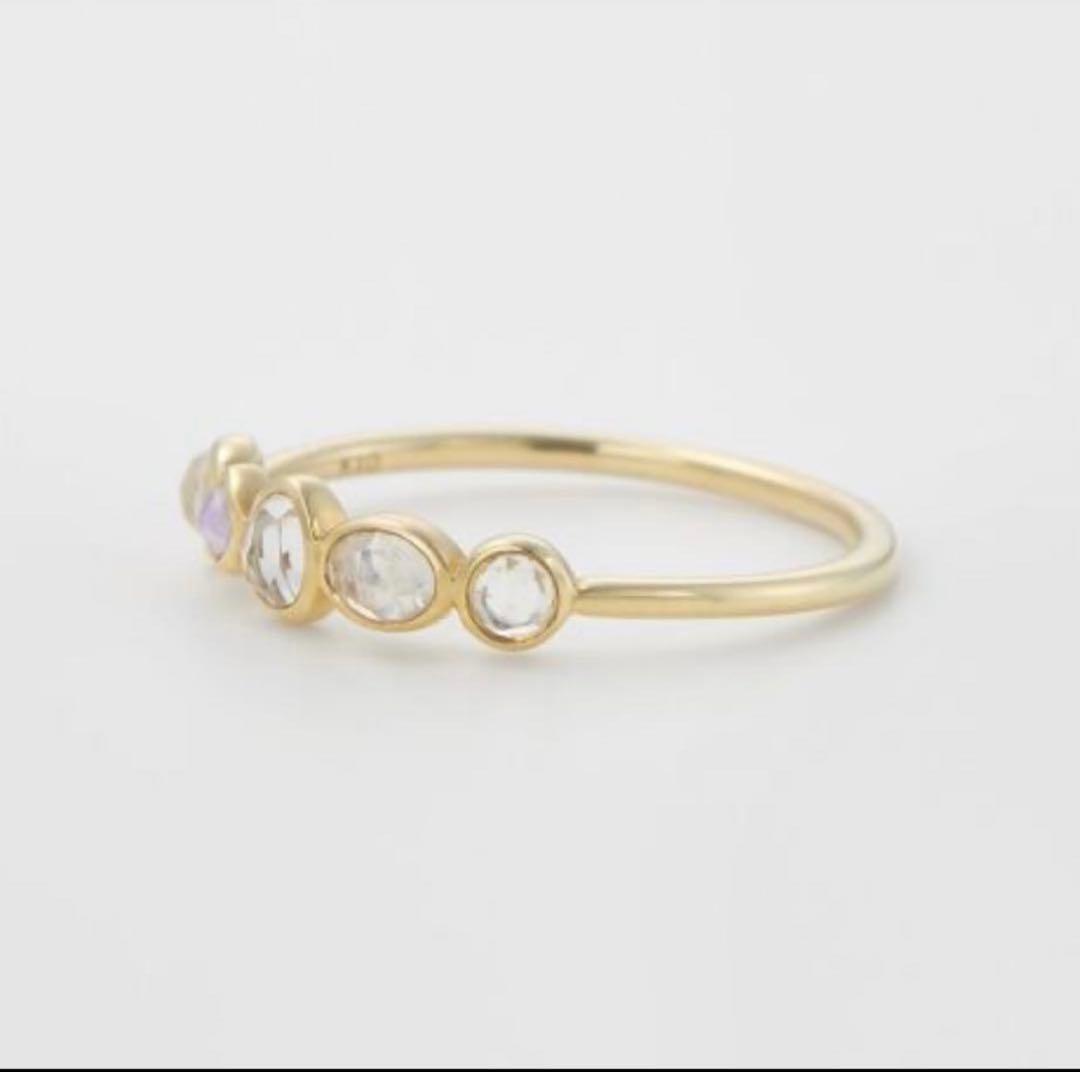 【美品】agete k10 マルチストーンリング　13号