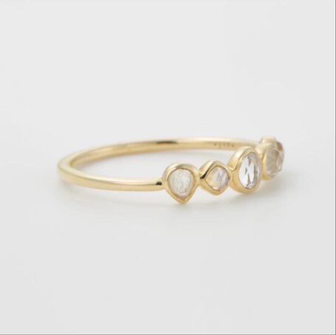 【美品】agete k10 マルチストーンリング　13号