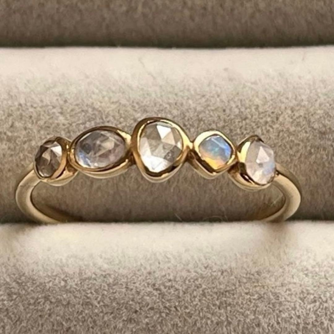 【美品】agete k10 マルチストーンリング　13号