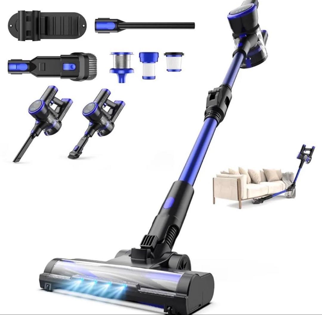 コードレス掃除機【腰痛ゼロ設計】50000Pa超強 着脱バッテリー 3モード