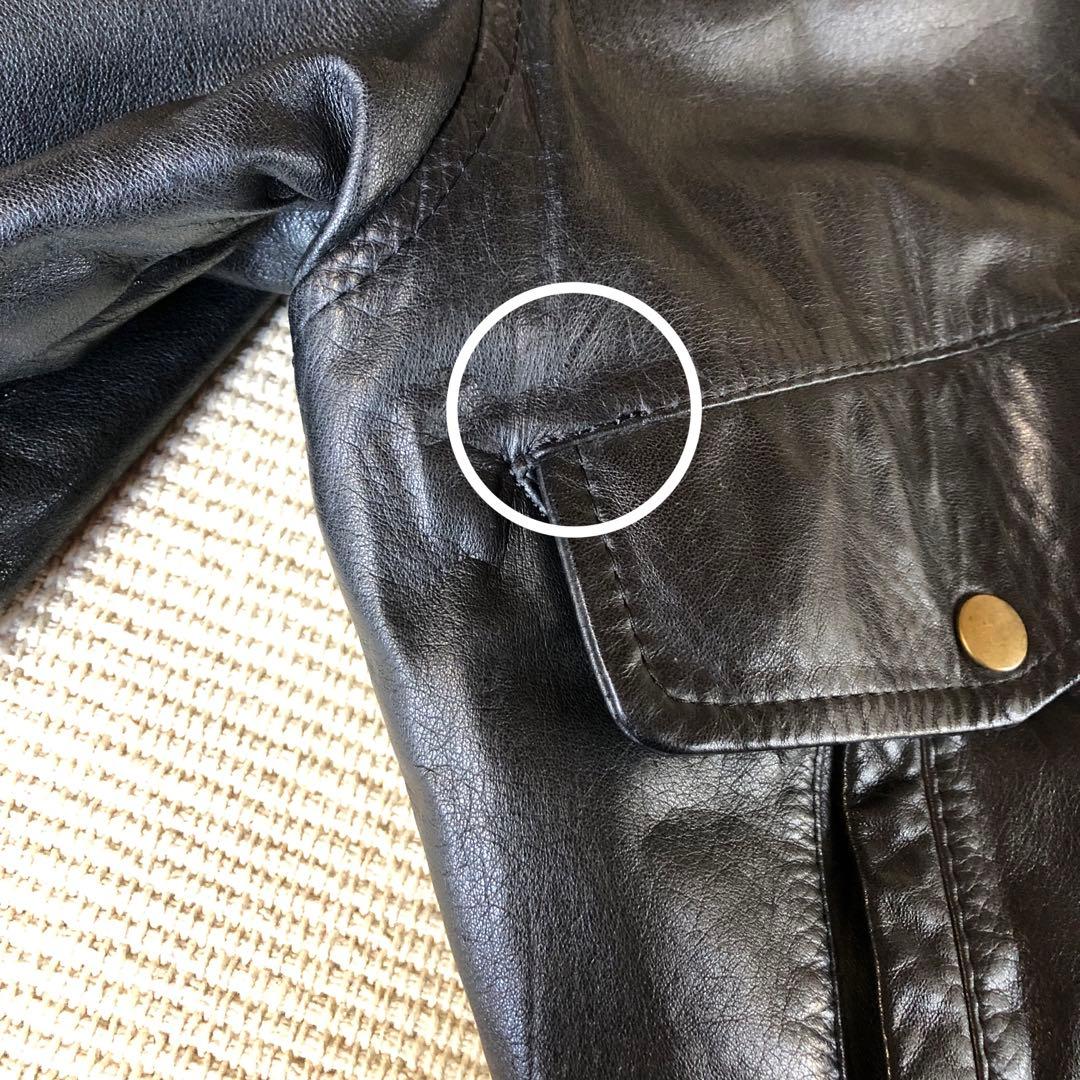 日本製 レザージャケット 薄手 牛革 レザーブルゾン 短丈 ブラック