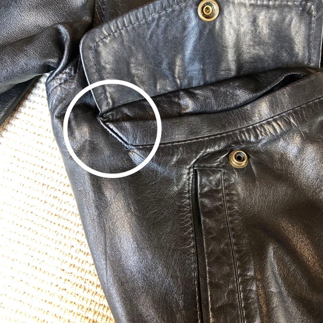 日本製 レザージャケット 薄手 牛革 レザーブルゾン 短丈 ブラック