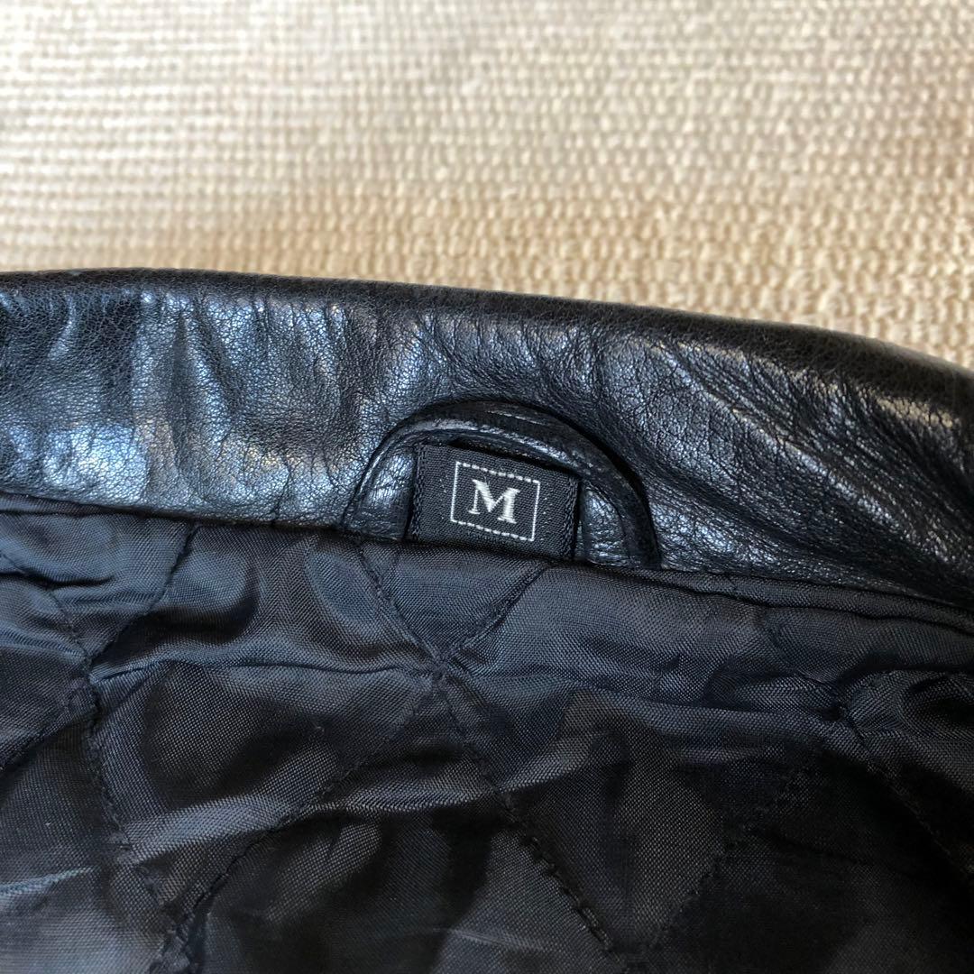 日本製 レザージャケット 薄手 牛革 レザーブルゾン 短丈 ブラック