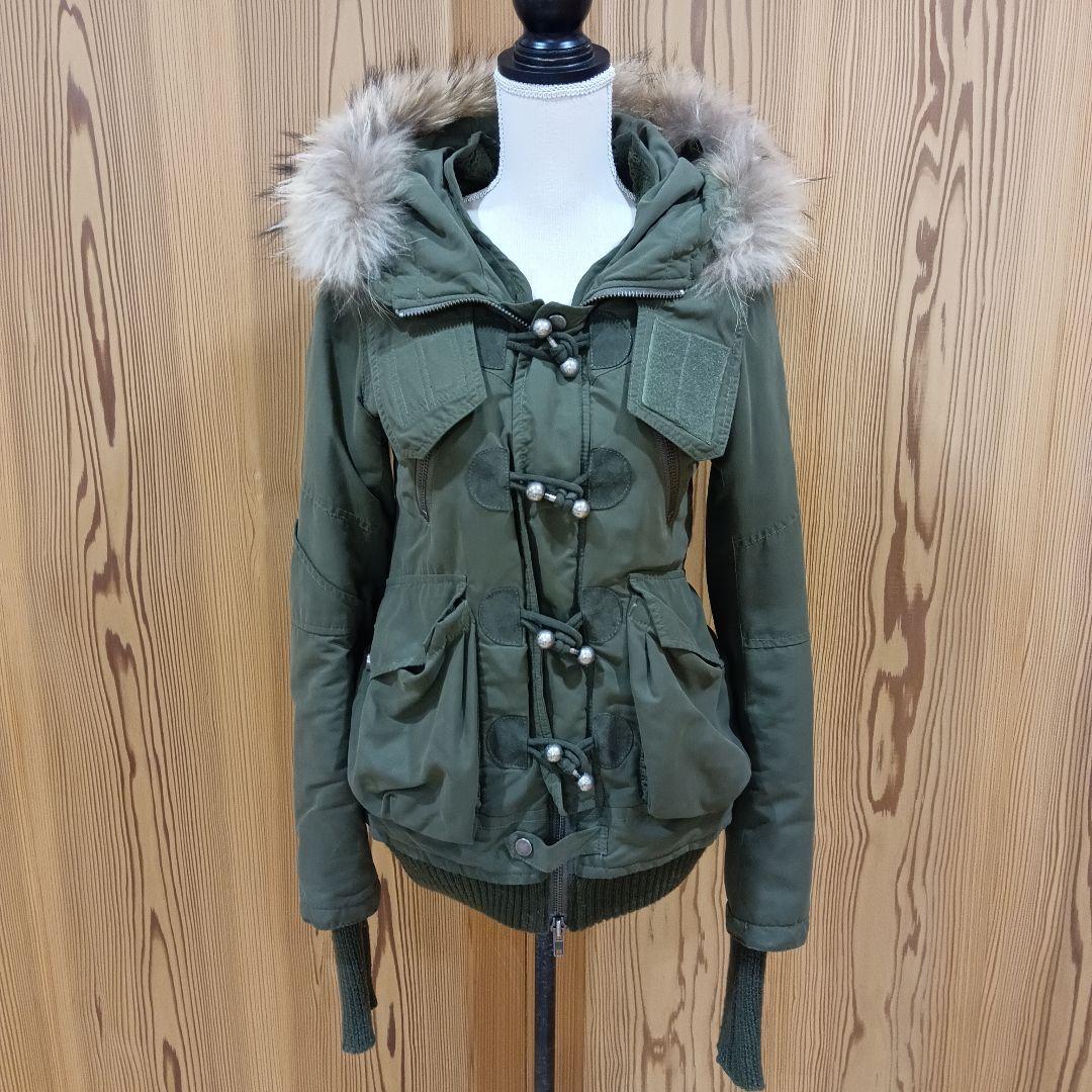 スライ SLY ラクーンファーモッズコート フェアリーグランジ カーキ Y2K