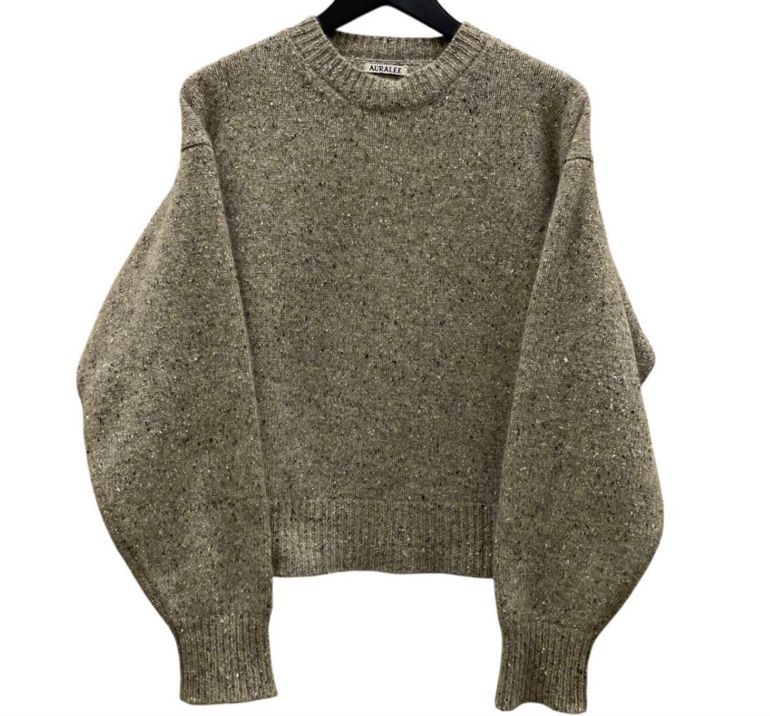 トップス AURALEE NEP CASHMERE KNIT BIG P/O