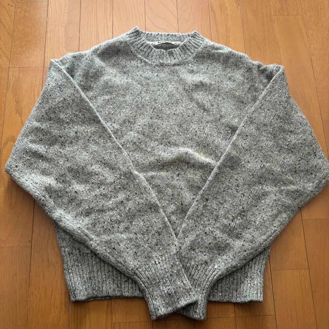 トップス AURALEE NEP CASHMERE KNIT BIG P/O