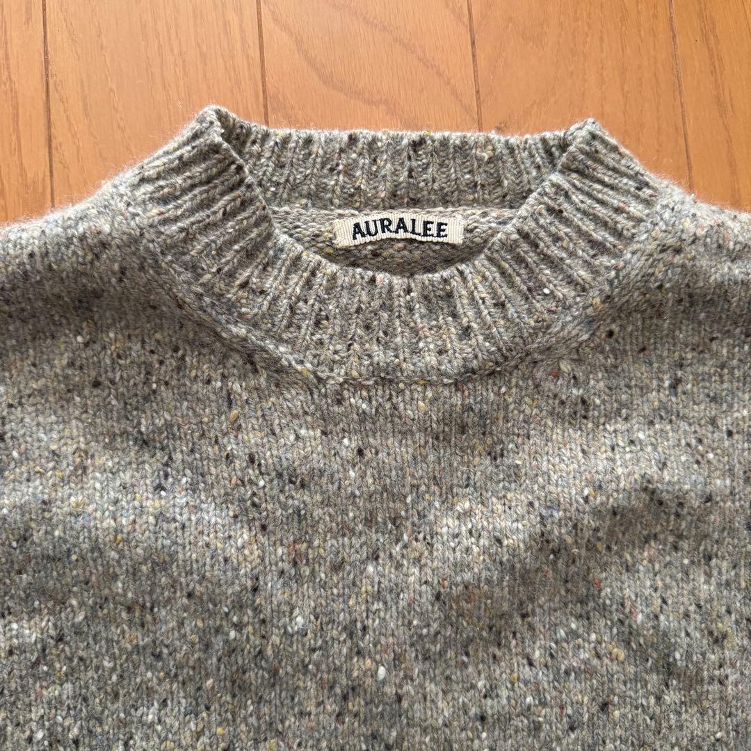 トップス AURALEE NEP CASHMERE KNIT BIG P/O