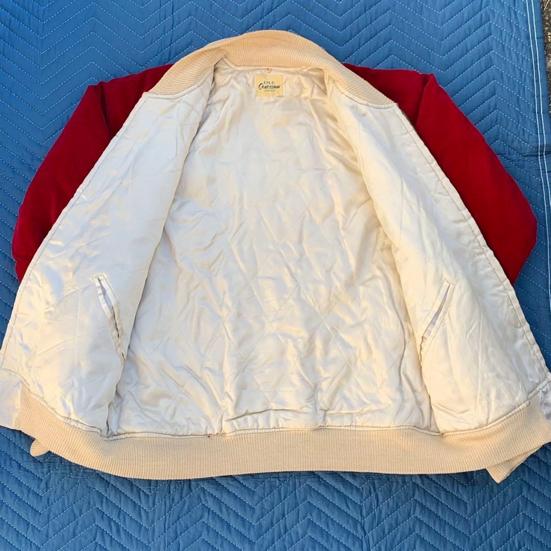 50〜60s ワインレッド スカスカスカジャン L 当時物 vintage