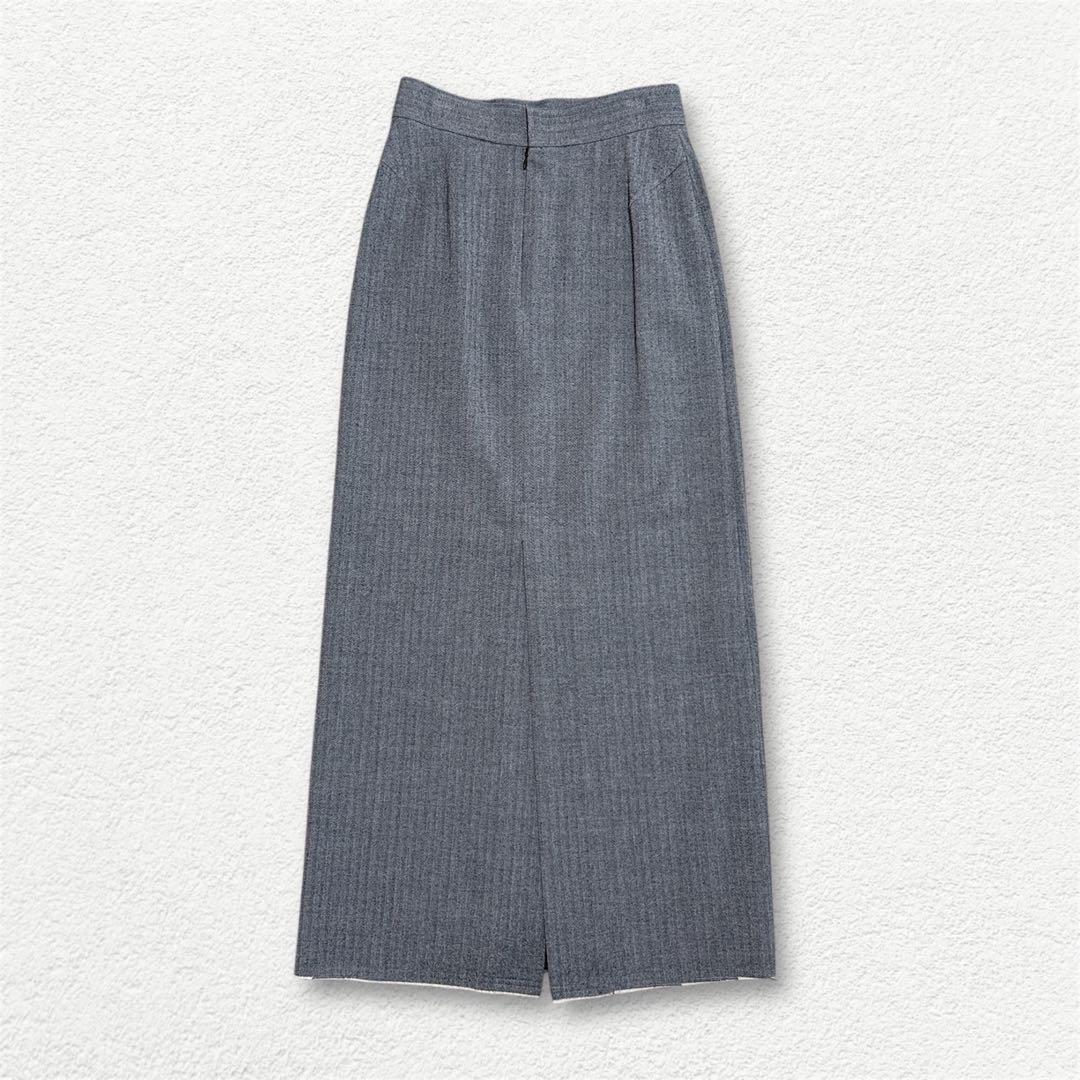 CITYSHOP シティショップ ストライプ ロングスカート カットオフ グレー