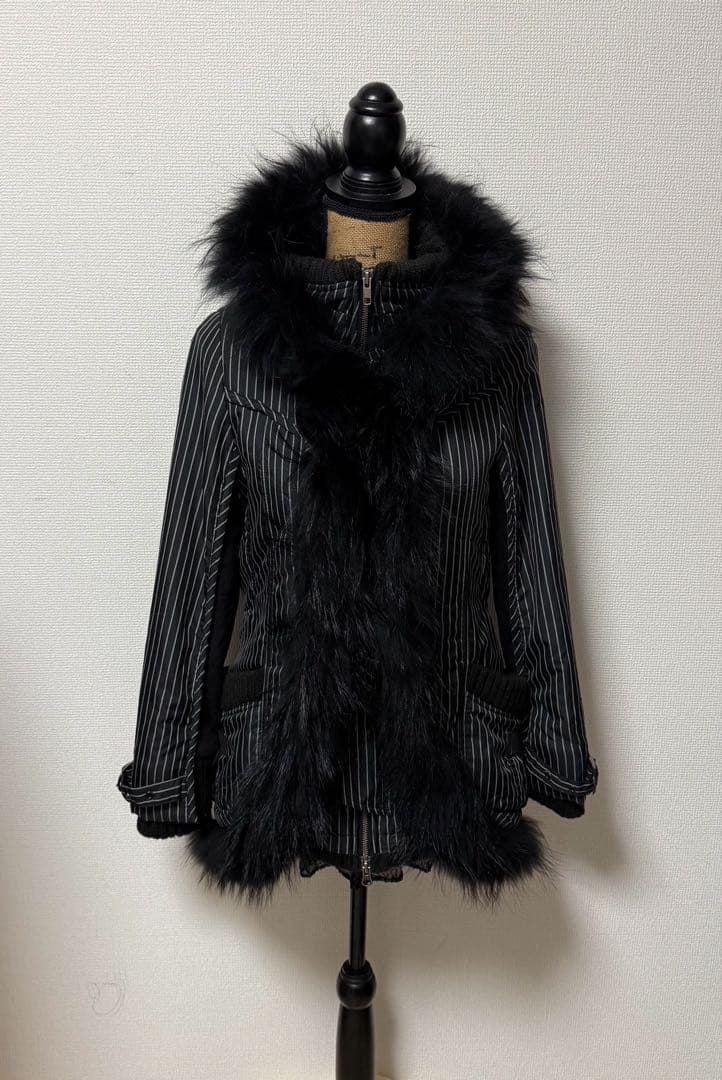 y2k 00s❤︎ ダークコア ギミック ファー付き アウター