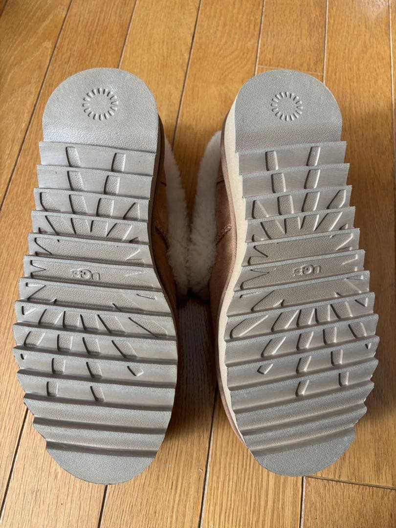 UGG ベージュ スエード ファー付きムートンブーツ