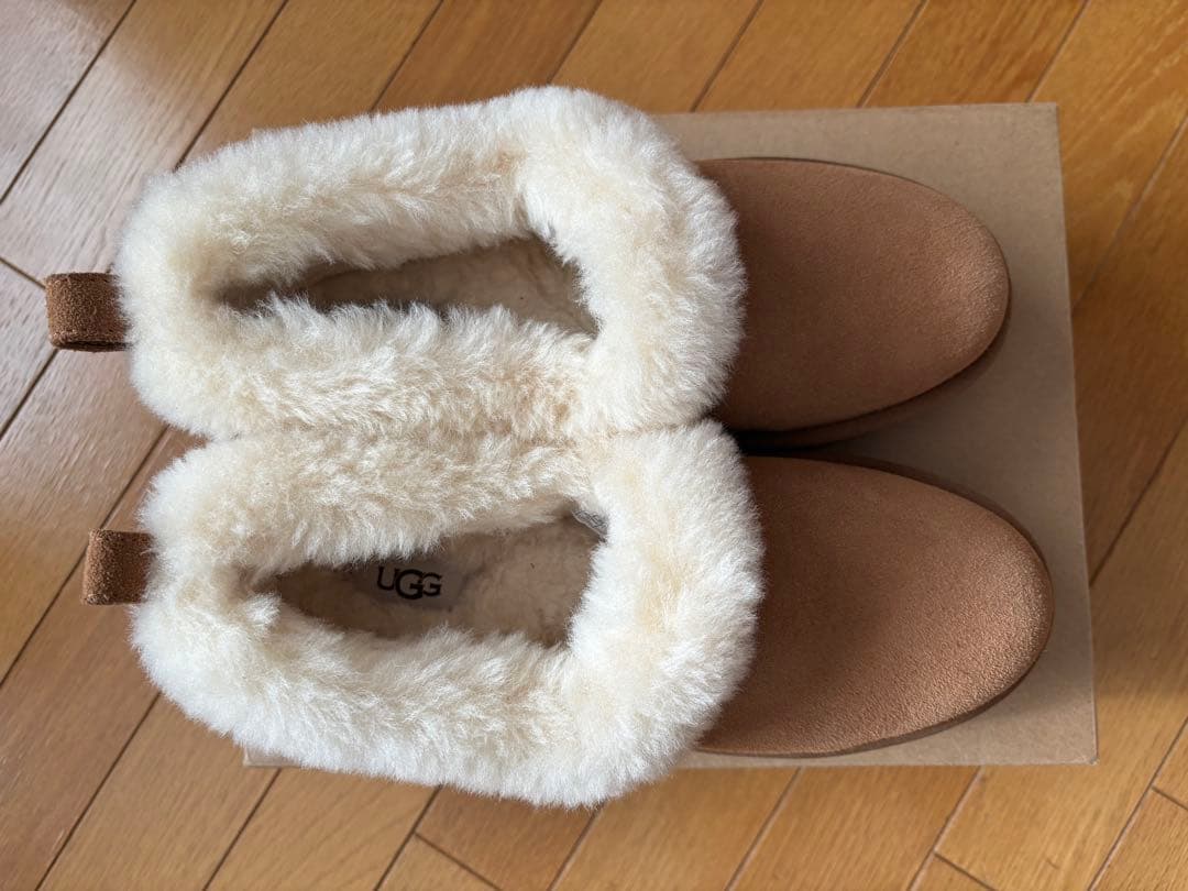 UGG ベージュ スエード ファー付きムートンブーツ