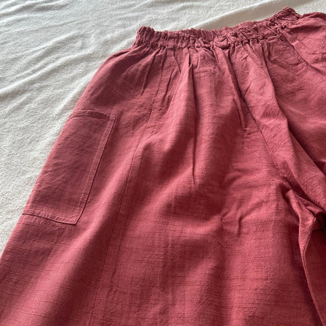 ヤンマ産業　会津木綿　ガウチョ　ワイドパンツ　キュロット　ピンク