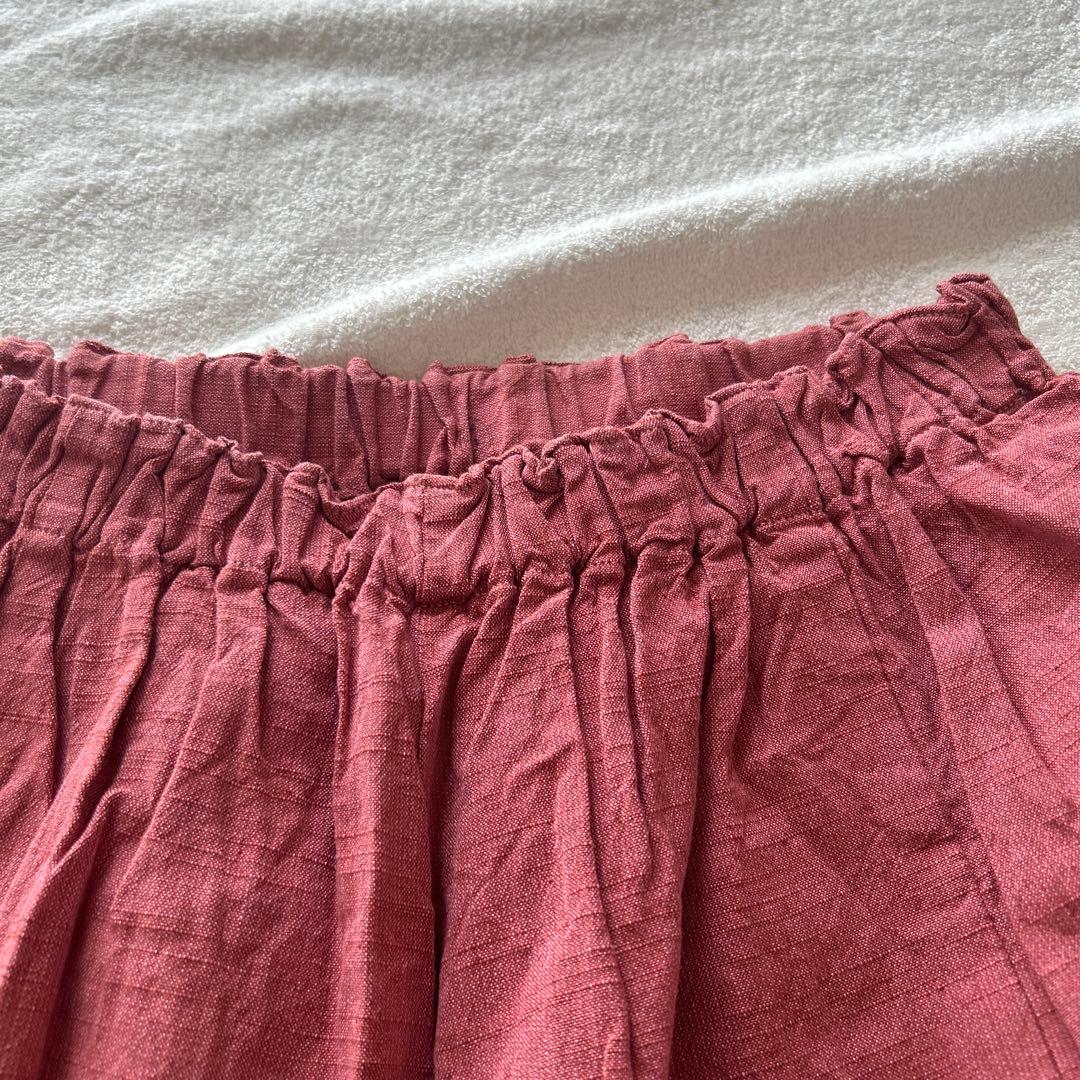 ヤンマ産業　会津木綿　ガウチョ　ワイドパンツ　キュロット　ピンク