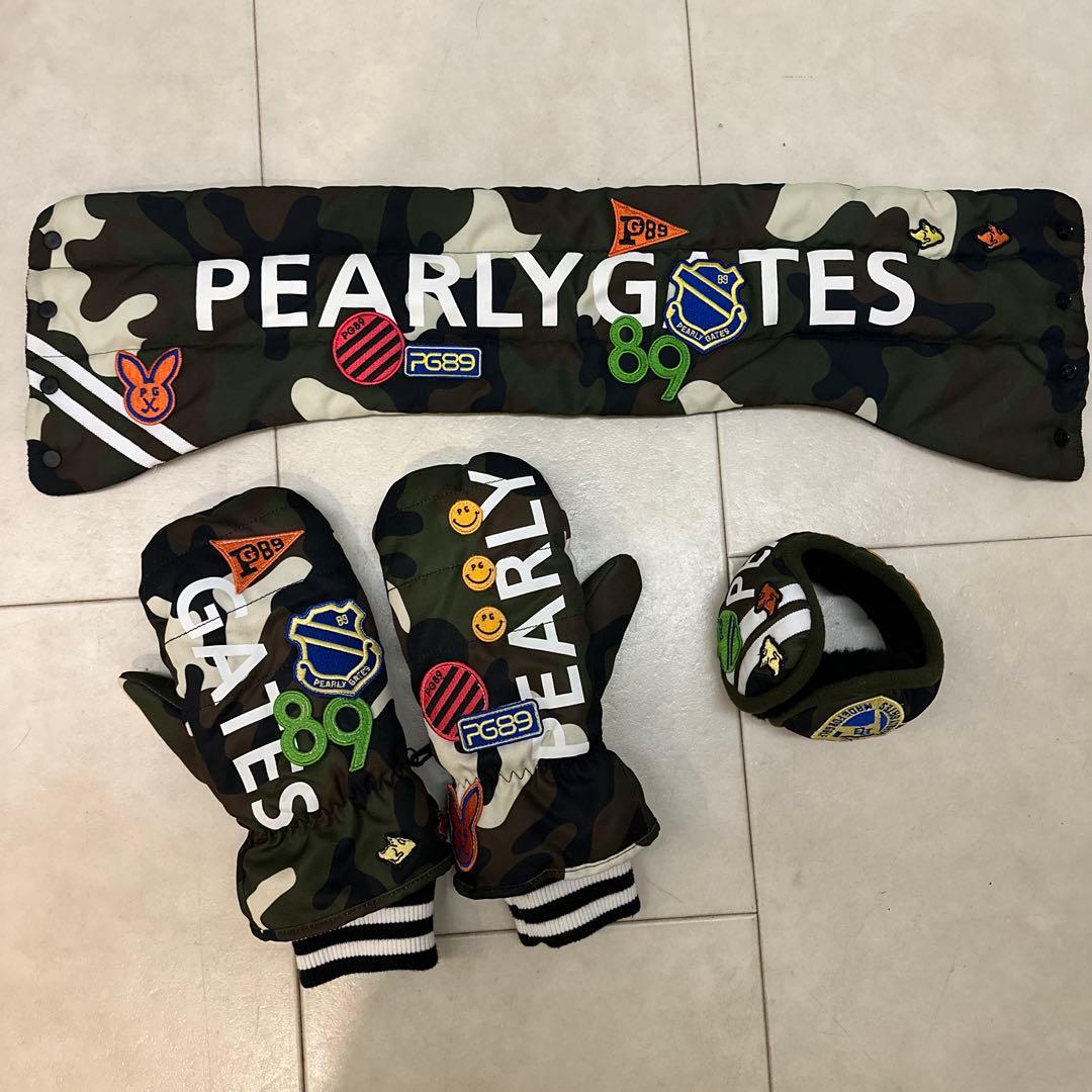 パーリーゲイツ カモワッペン ネックウォーマー イヤーウォーマー ミトン セット