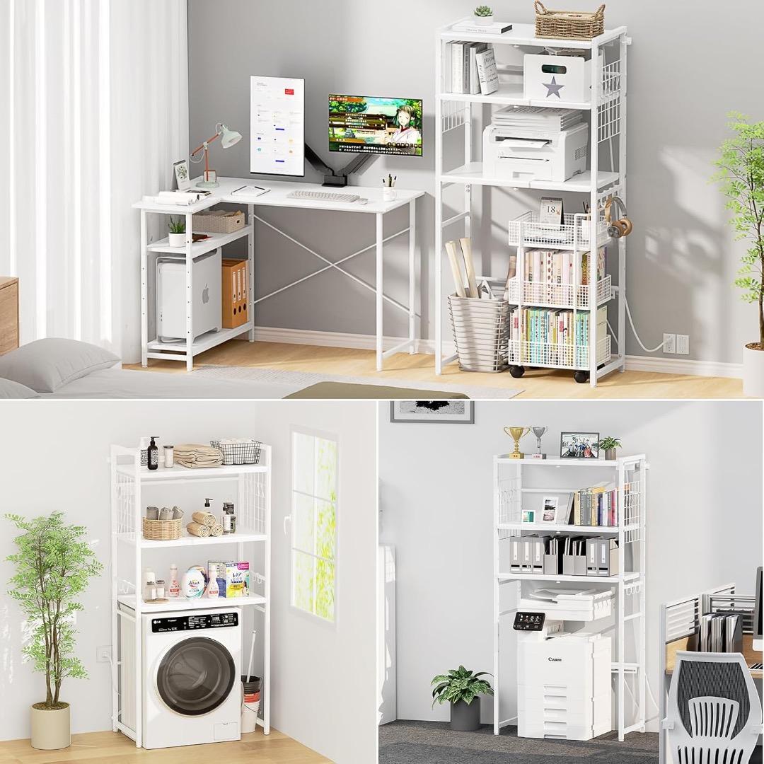 ✨ラスト1点✨【幅伸縮・2口コンセント・高さ調整】レンジラック ゴミ箱上ラック