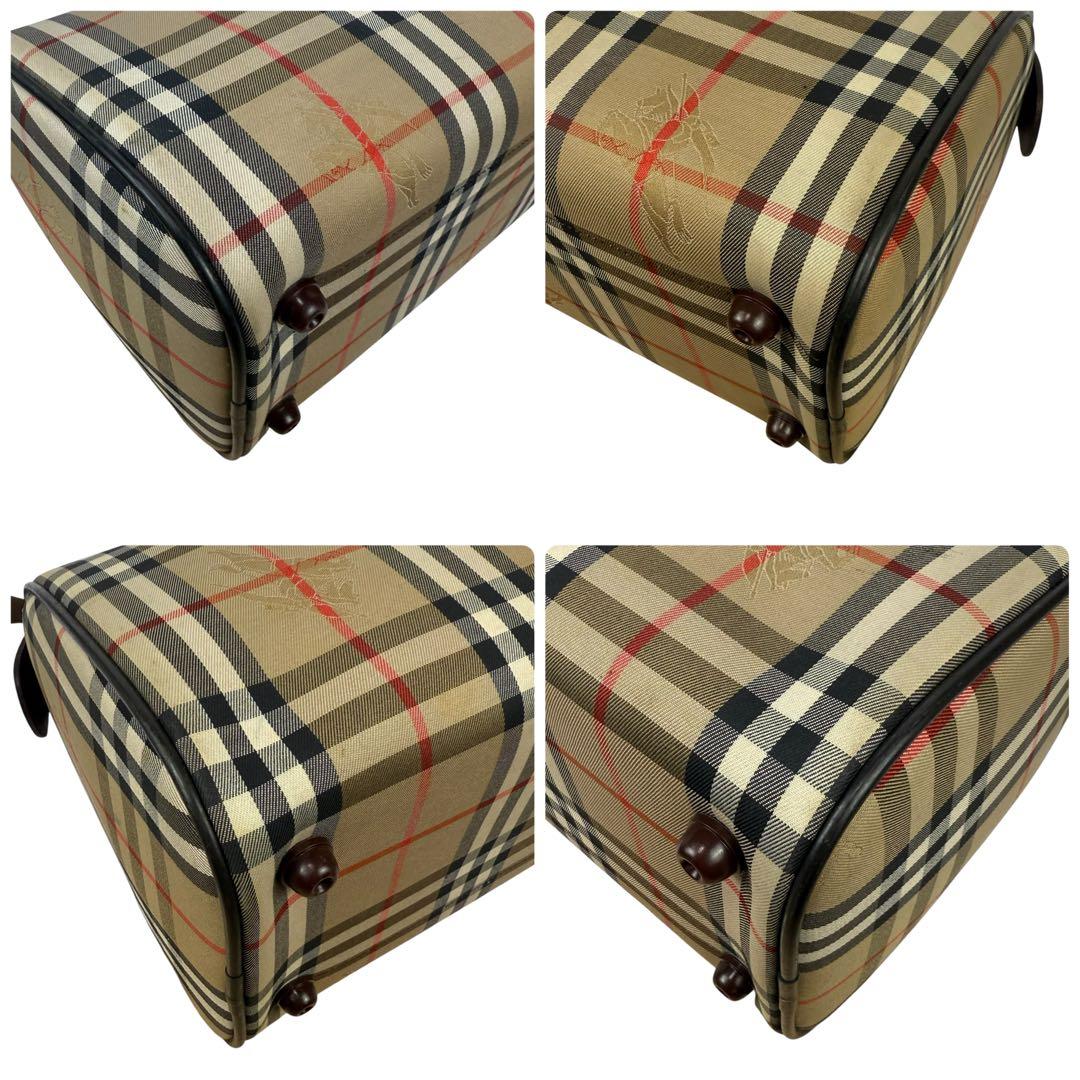 バーバリー ミニボストン トートバッグ ノバチェック ホースロゴ 内側ベタ無し