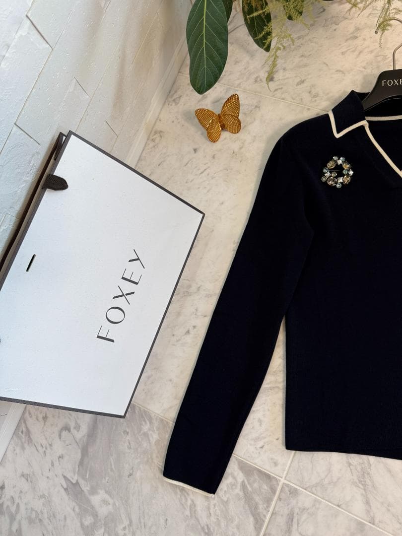 掲載商品★極美品★FOXEY/フォクシー セーター キャラメルリボン ウール38