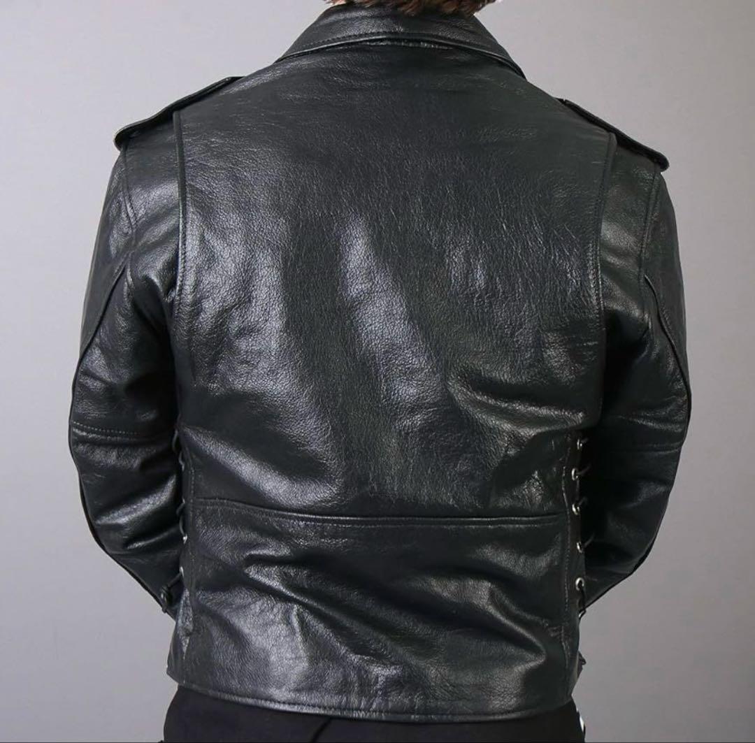 本革 Hot leathers ブラックレザー クラシック ダブルライダース M