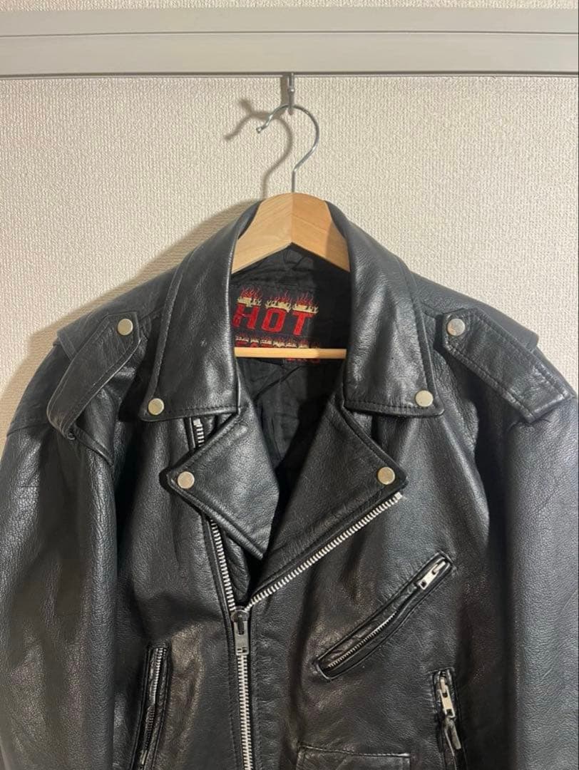 本革 Hot leathers ブラックレザー クラシック ダブルライダース M
