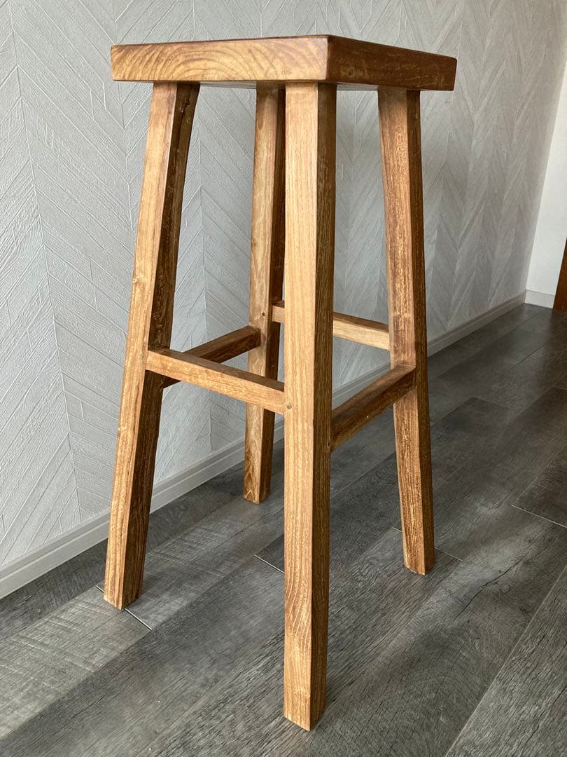 【Lemon Tea】お洒落な木製ハイスツール　オールドチーク