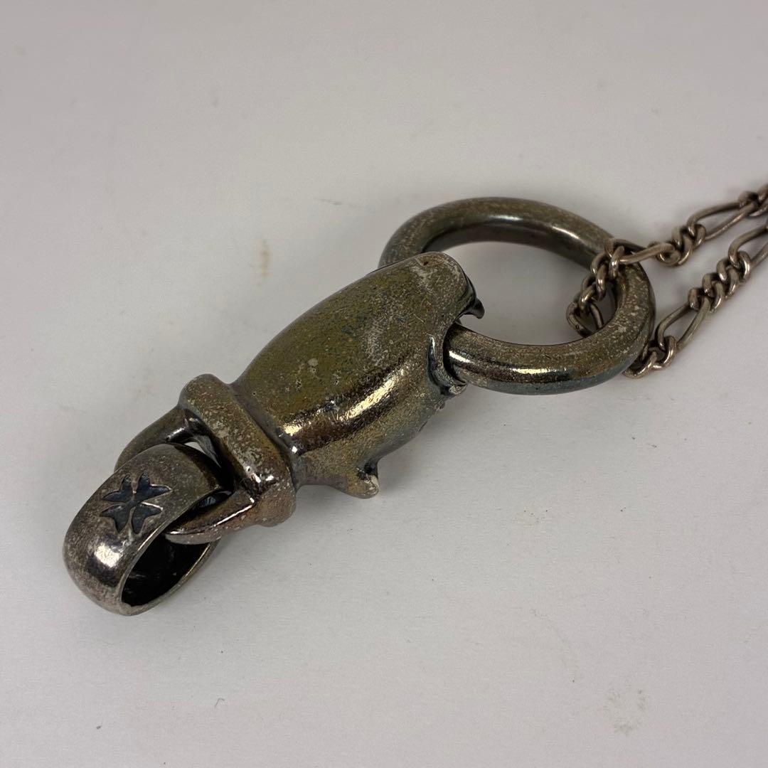 シルバーネックレス　ブルドッグ　フェザー　約52g　アクセサリー【中古】