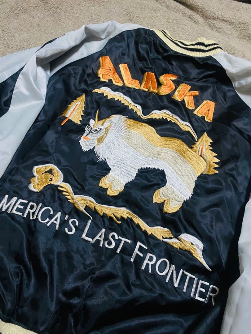 90s ALASKA ２面用 日本限定 虎 スカジャン サテン vintage