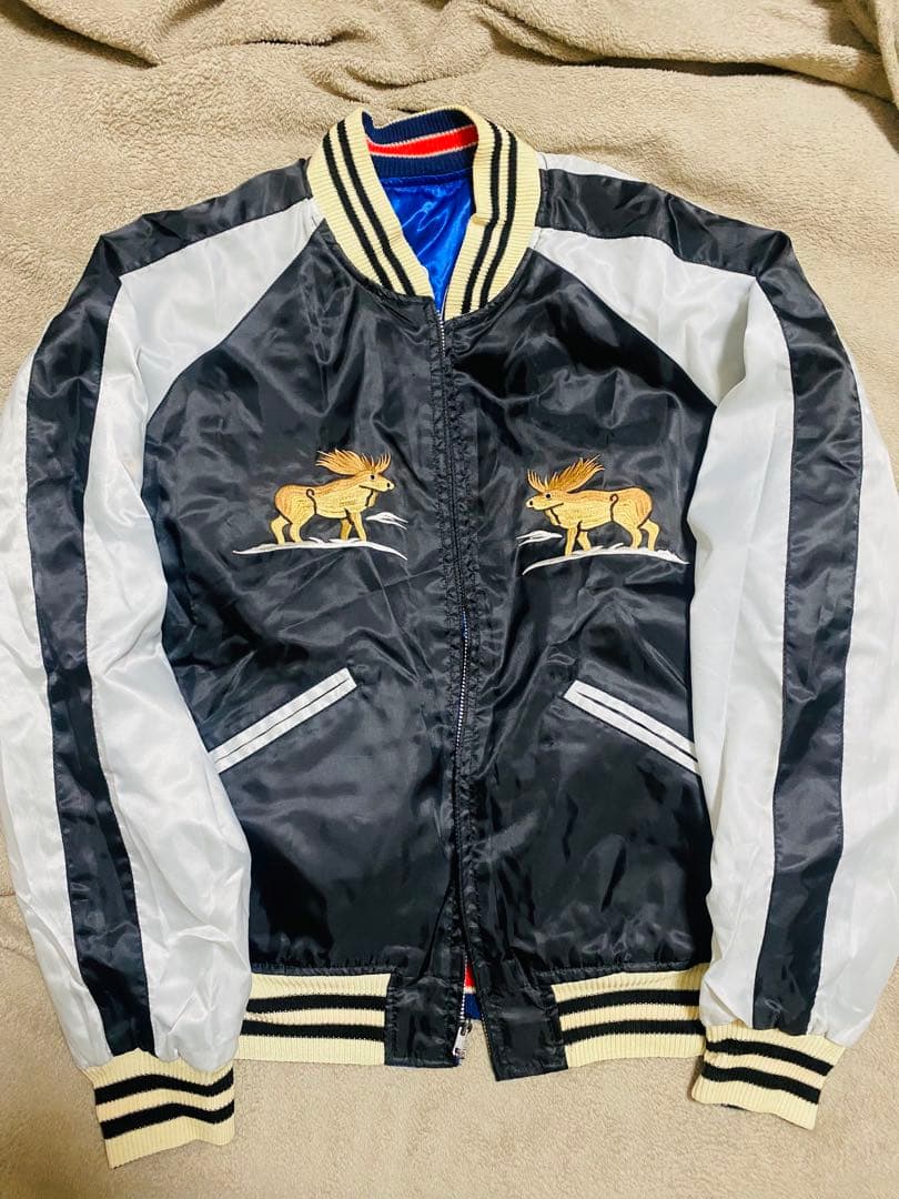 90s ALASKA ２面用 日本限定 虎 スカジャン サテン vintage