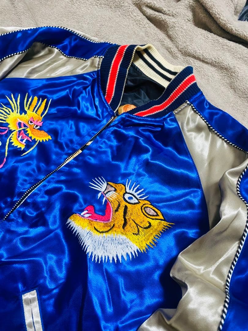 90s ALASKA ２面用 日本限定 虎 スカジャン サテン vintage