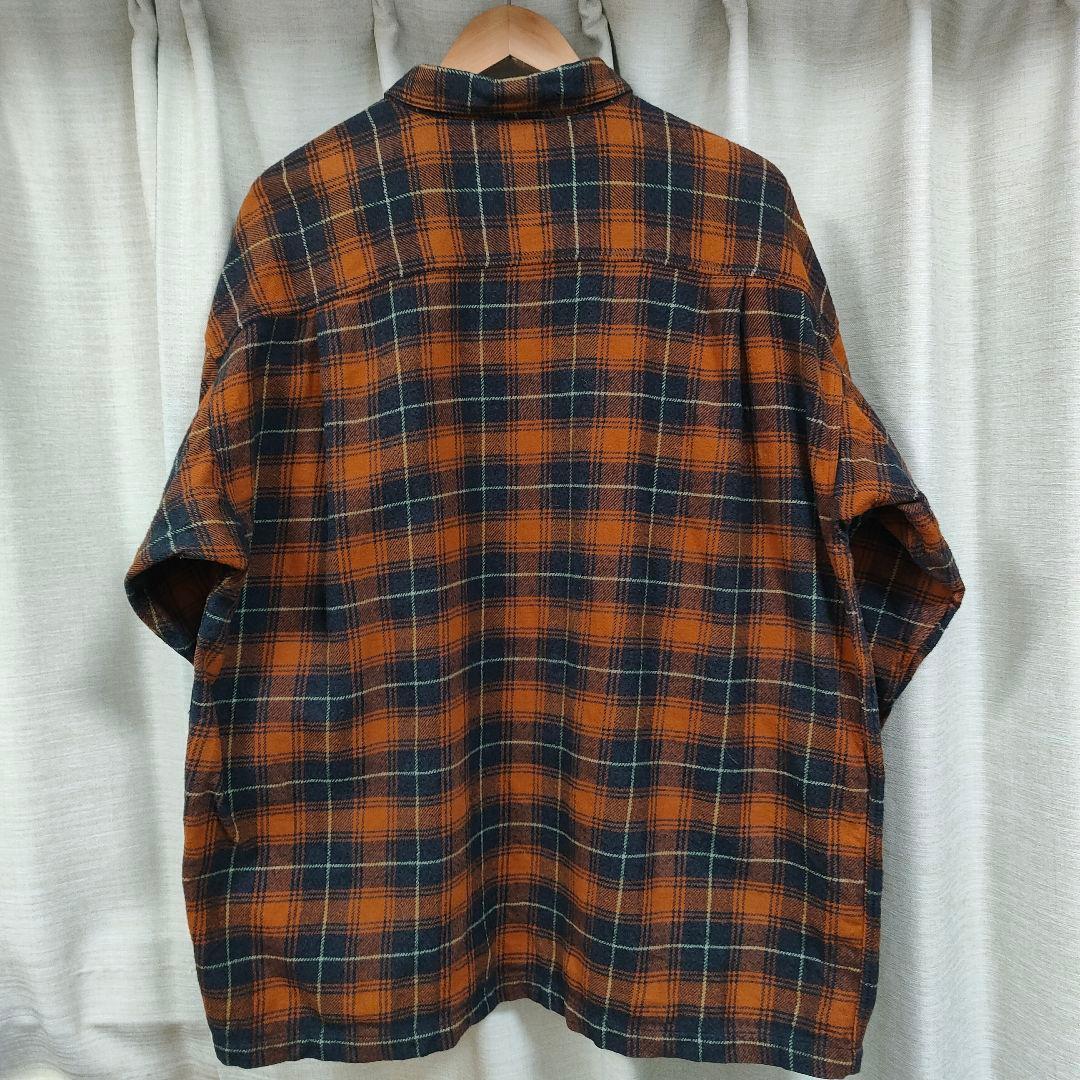パタゴニア ヘビーフランネルシャツ オンブレ XL オレンジ ネイビー
