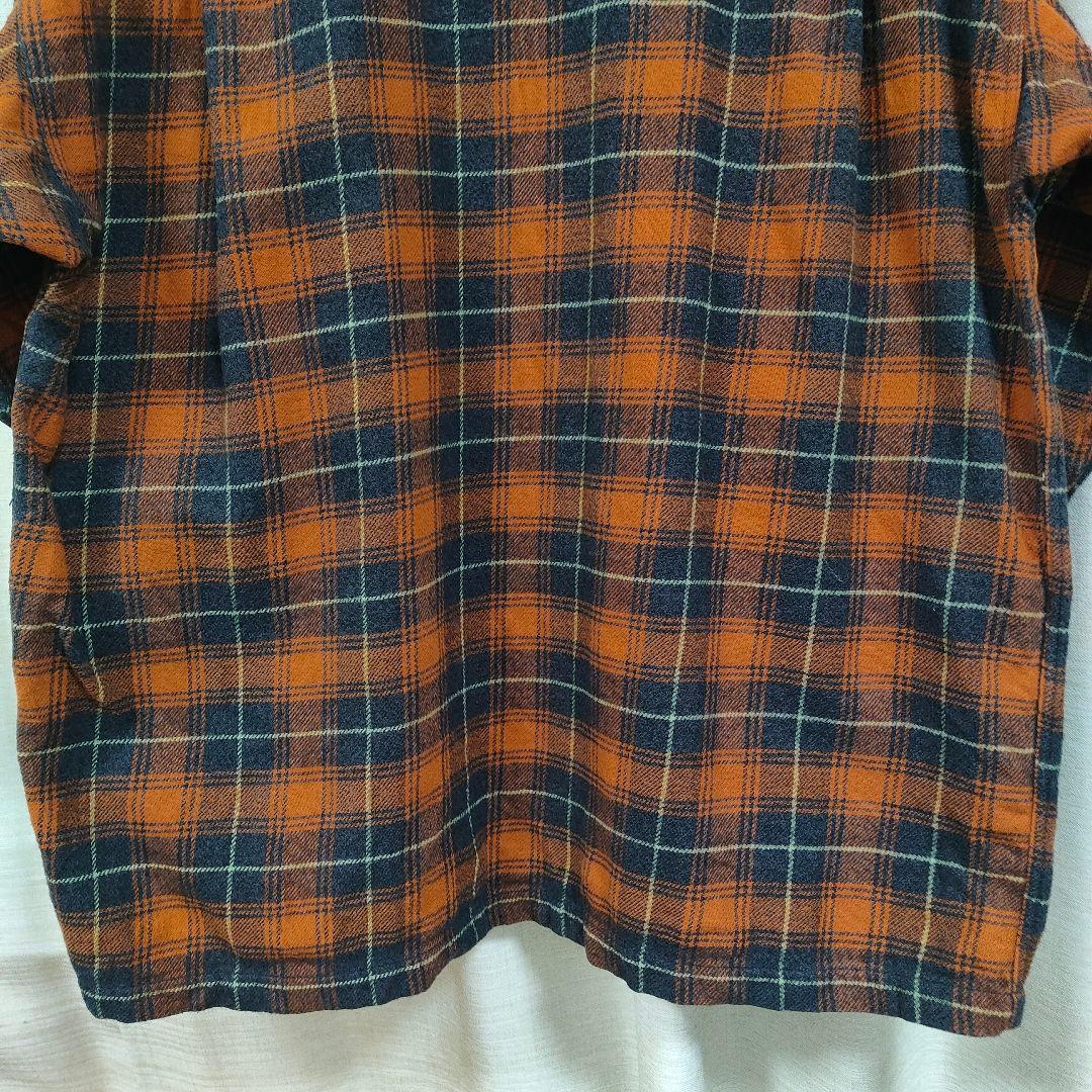 パタゴニア ヘビーフランネルシャツ オンブレ XL オレンジ ネイビー