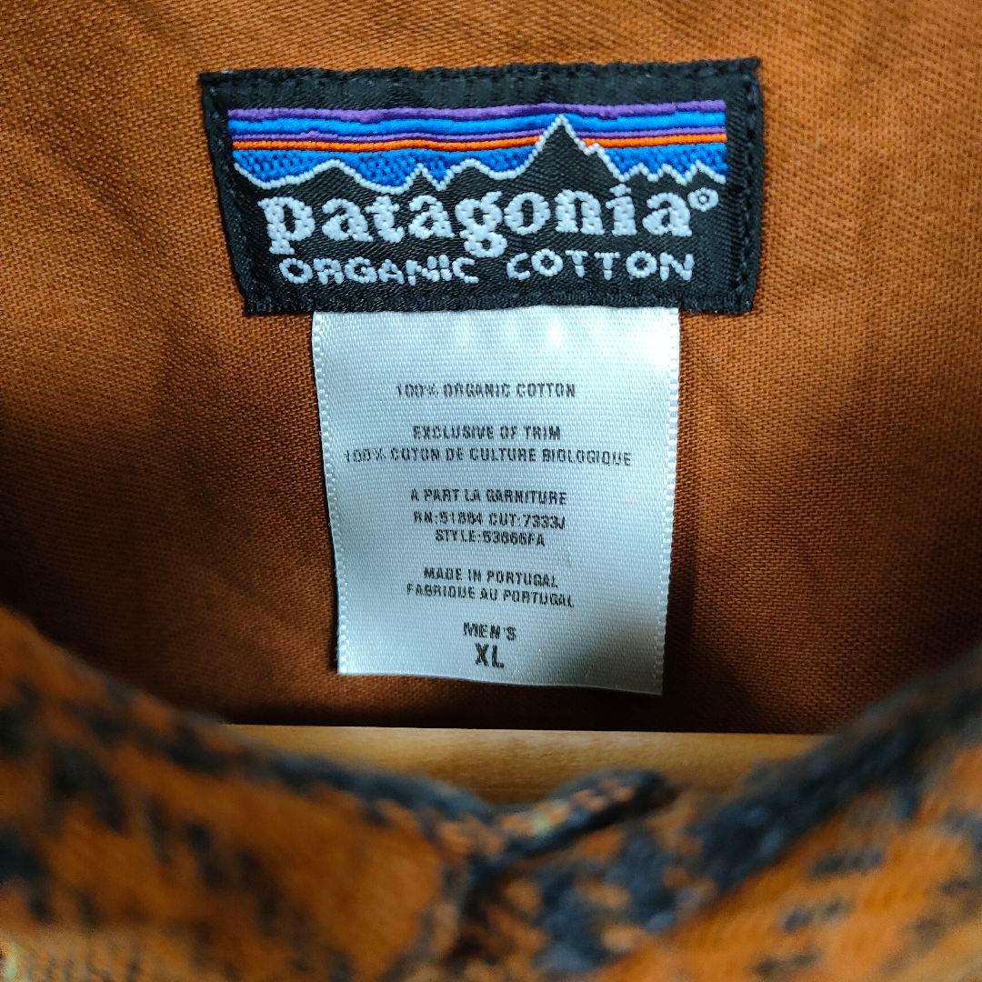 パタゴニア ヘビーフランネルシャツ オンブレ XL オレンジ ネイビー