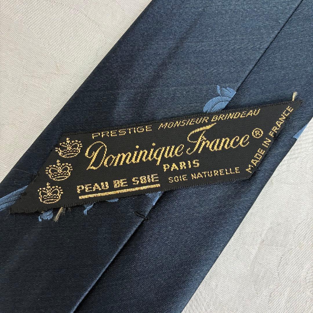 極美品【Dominique France】ネクタイ ネイビー リーフ柄 刺繍