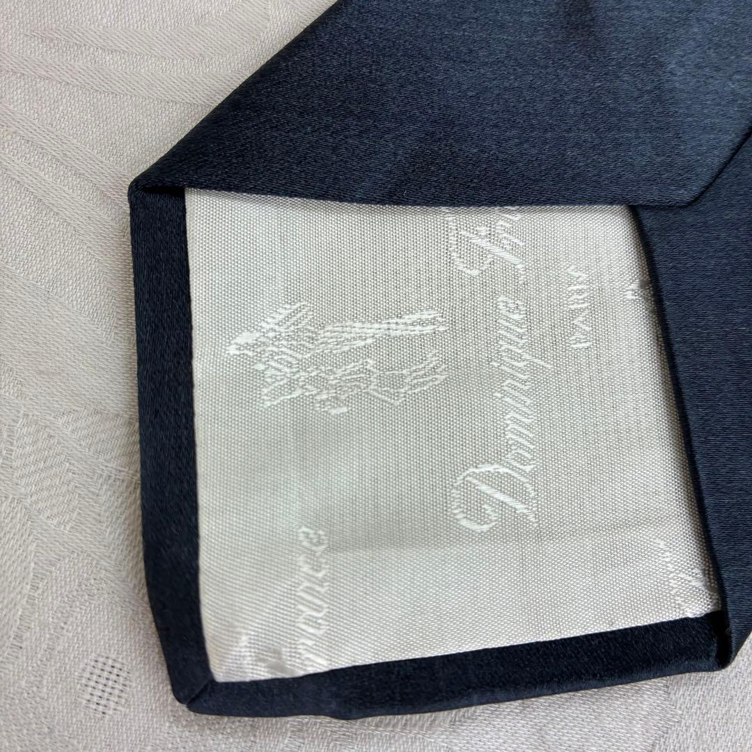 極美品【Dominique France】ネクタイ ネイビー リーフ柄 刺繍