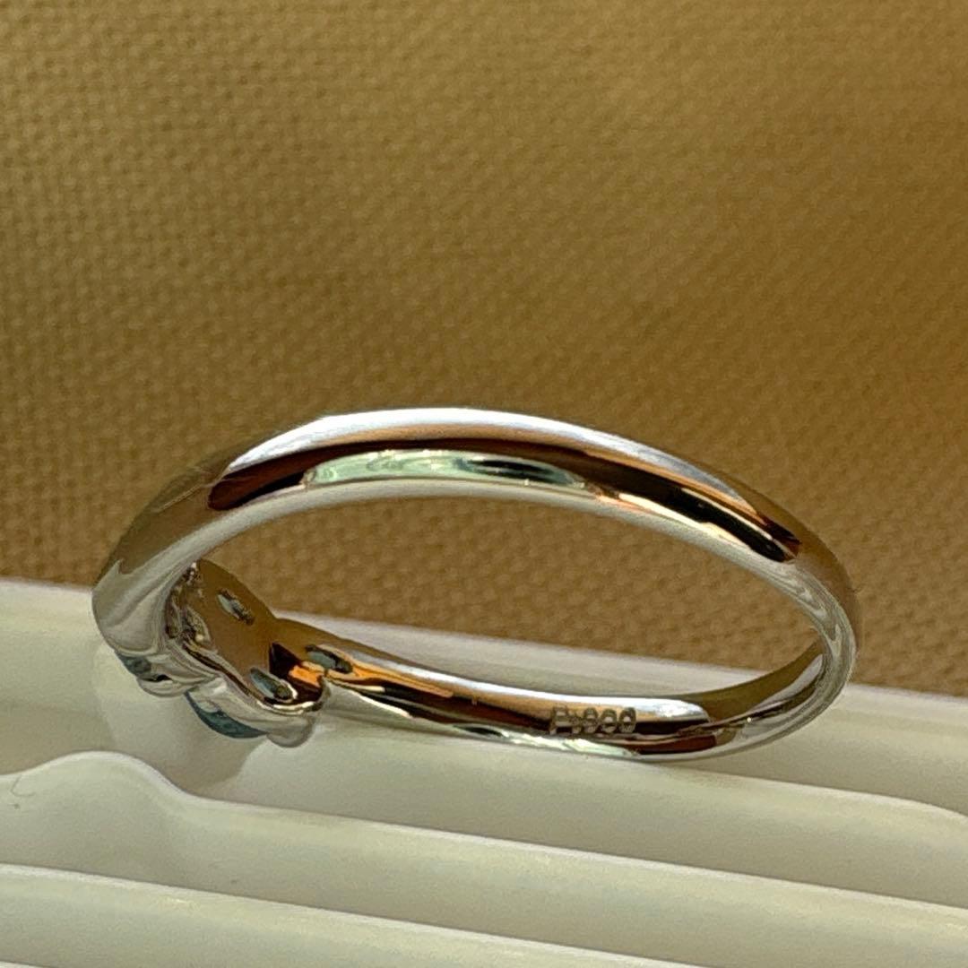 used美品★ アクアマリン　プラチナ　指輪　9号