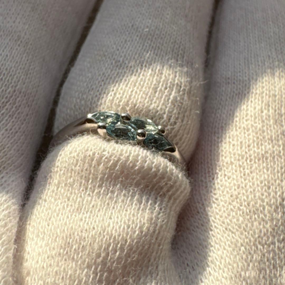 used美品★ アクアマリン　プラチナ　指輪　9号