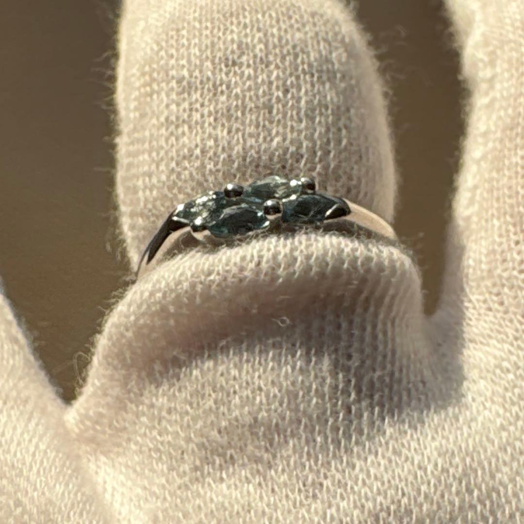 used美品★ アクアマリン　プラチナ　指輪　9号