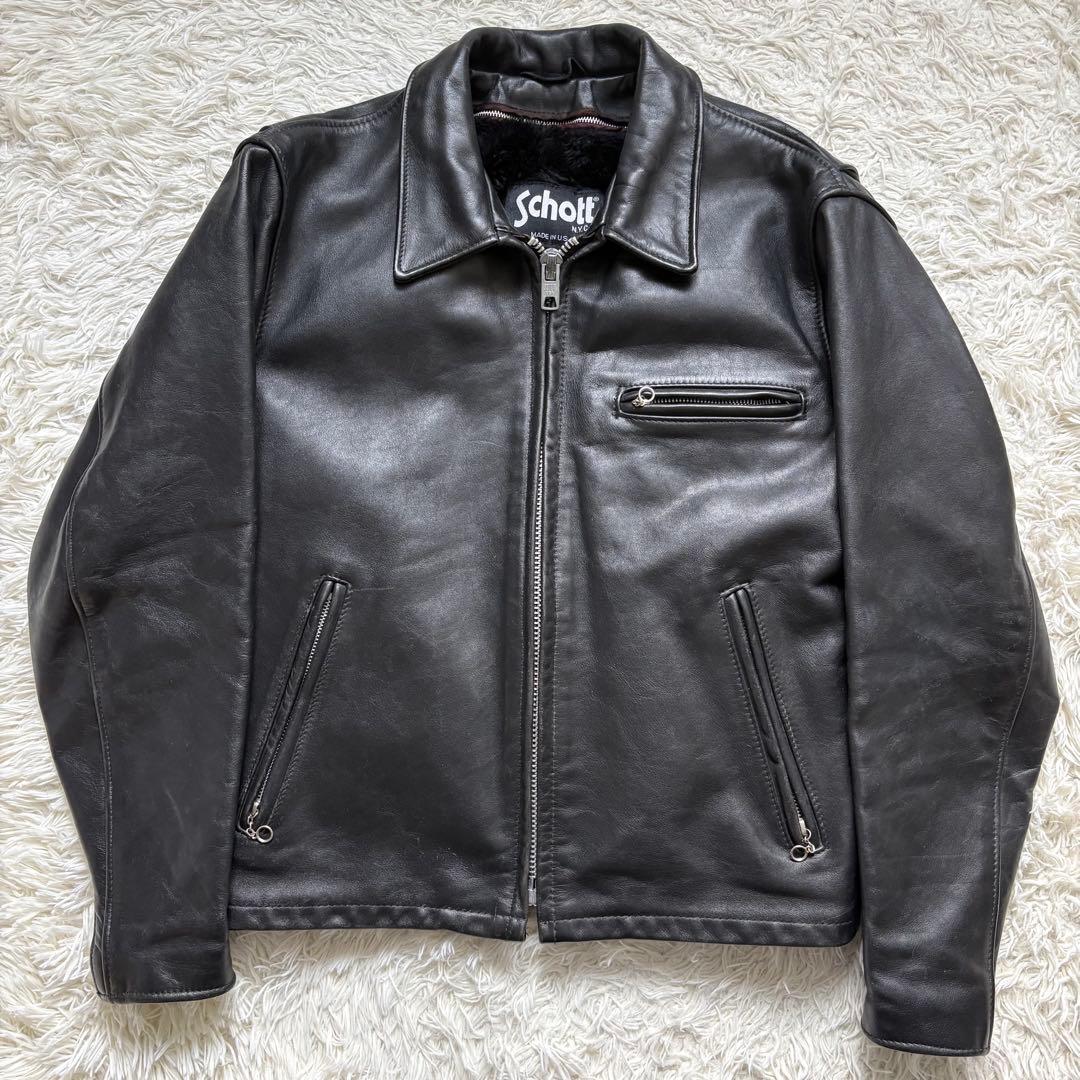 schott 642 レザージャケット　シングルライダース　USA製 40 黒