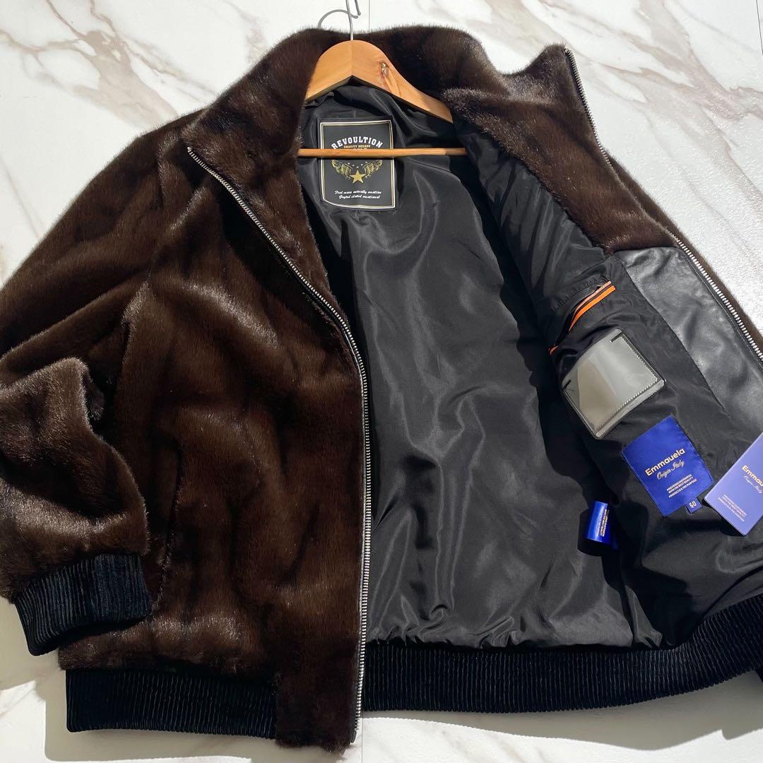 【新品タグ付き/L/カシミヤ】リアルファージャケット ストレッチ ブラウン系