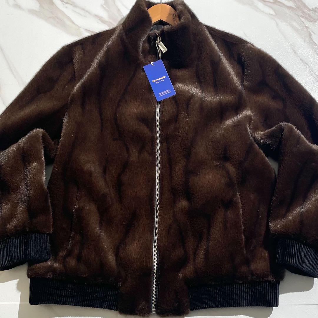 【新品タグ付き/L/カシミヤ】リアルファージャケット ストレッチ ブラウン系