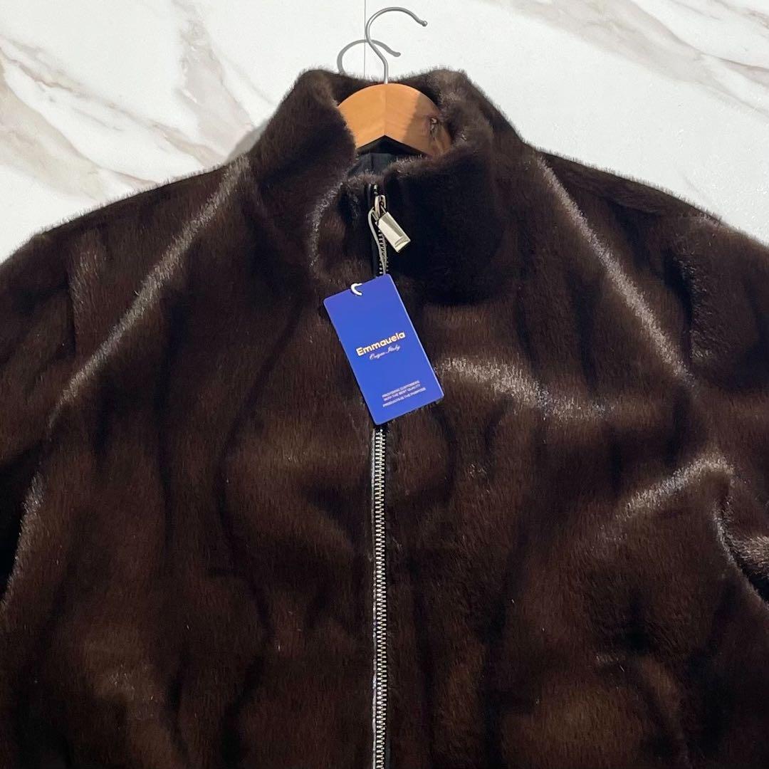 【新品タグ付き/L/カシミヤ】リアルファージャケット ストレッチ ブラウン系