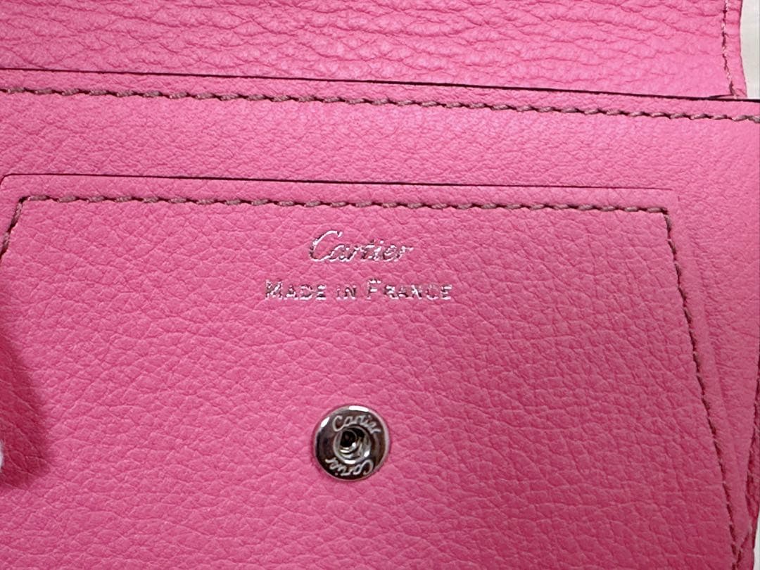 【美品】カルティエ Cドゥ 名刺入れ フラップ式　ピンク
