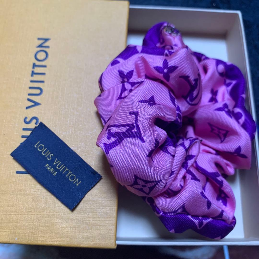 LOUIS VUITTON シルク ヘアシュシュ ピンク✖️パープル　1回使用